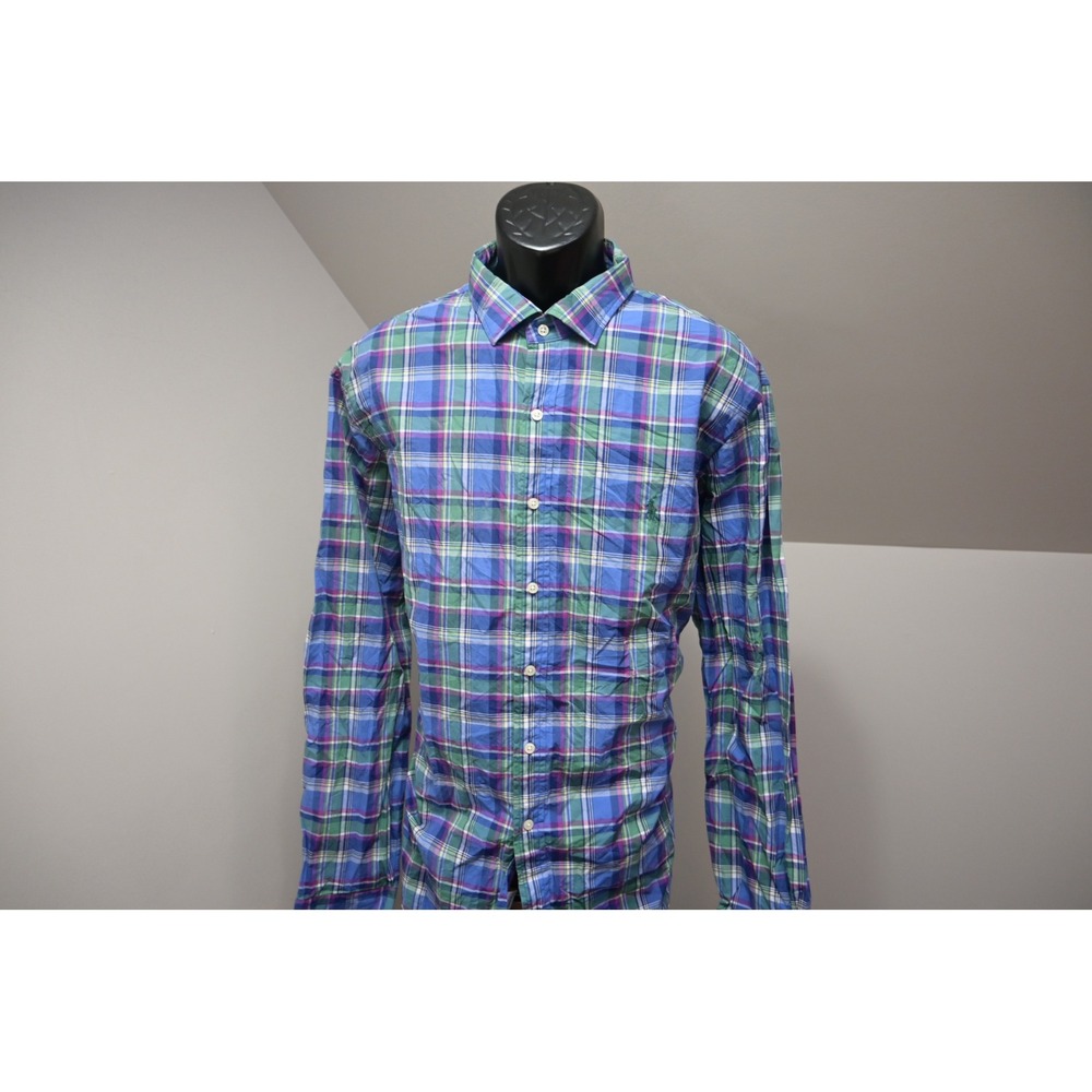 Polo Ralph Lauren Button Up Dress Mens XXL 2XL Plaid Long Sleeve Excellent